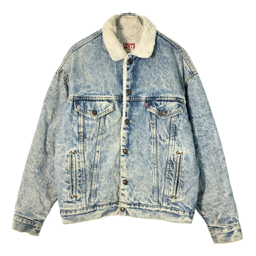 80年代 USA製 Levi's リーバイス 70609 デニムボアジャケット ライトブルー(メンズ)中古 古着 X2195