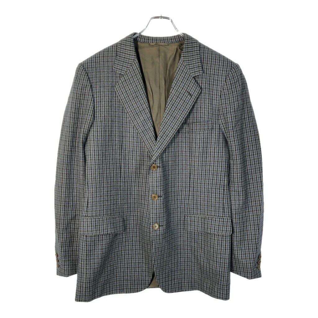 80年代 Burberrys バーバリーズ テーラードジャケット 千鳥格子 グレー(メンズ 54)中古 古着 X2228