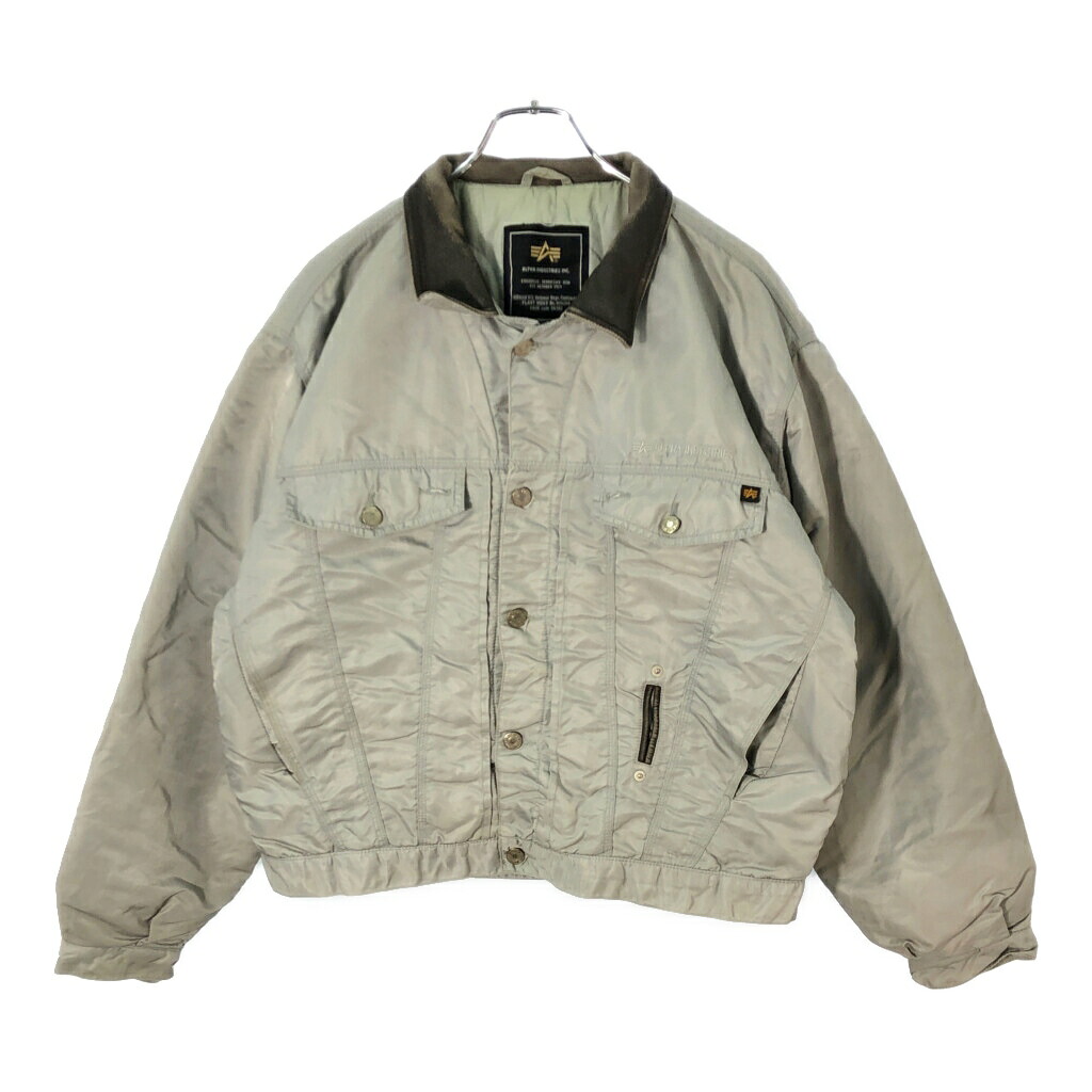 ALPHA INDUSTRIES アルファ インダストリーズ トラッカージャケット ミリタリー グレー(メンズ LARGE)中古 古着 X2307