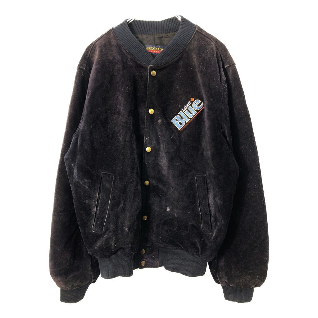 90年代 カナダ製 BROCKUM ブロッカム レザーヴァーシティジャケット 企業ロゴ(メンズ L)中古 古着 X2363|YAMAHISA USEDCLOTHINGSHOP