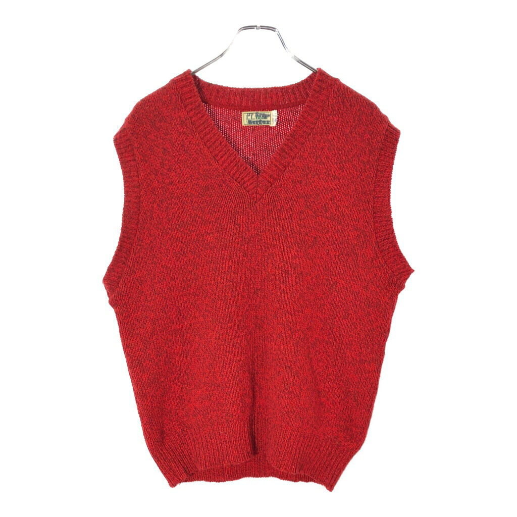 80年代 L.L.Bean エルエルビーン ウールニットベスト アウトドア レッド(メンズ L)中古 古着 X2391
