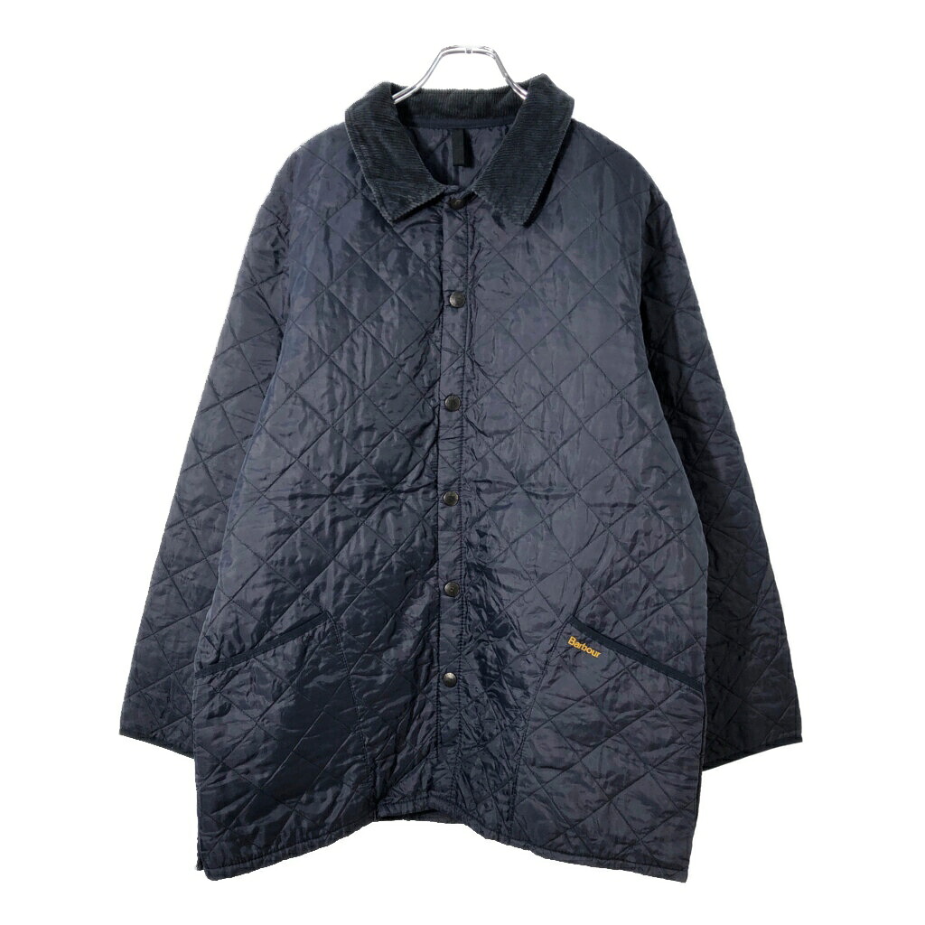 90年代 イングランド製 Barbour バブアー LIDDESDALE リッズデイル キルティングジャケット ネイビー(メンズ X-LARGE)中古 古着 X2552