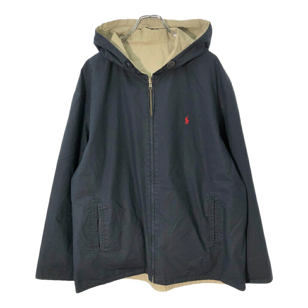 90年代 Polo by Ralph Lauren ポロ ラルフローレン リバーシブル フーデッドジャケット(メンズ L)中古 古着 X2577
