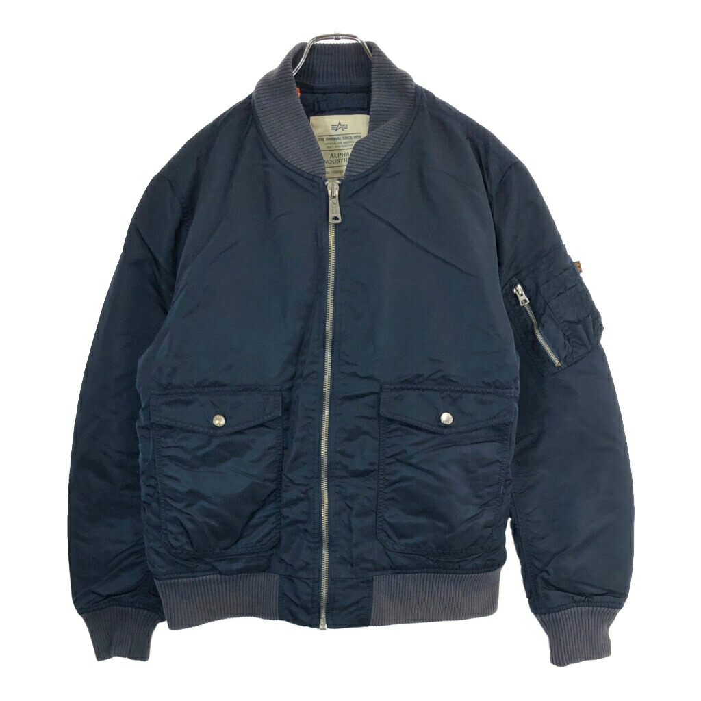 ALPHA INDUSTRIES アルファ インダストリーズ フライトジャケット ミリタリー ネイビー(メンズ LARGE)中古 古着 X2605