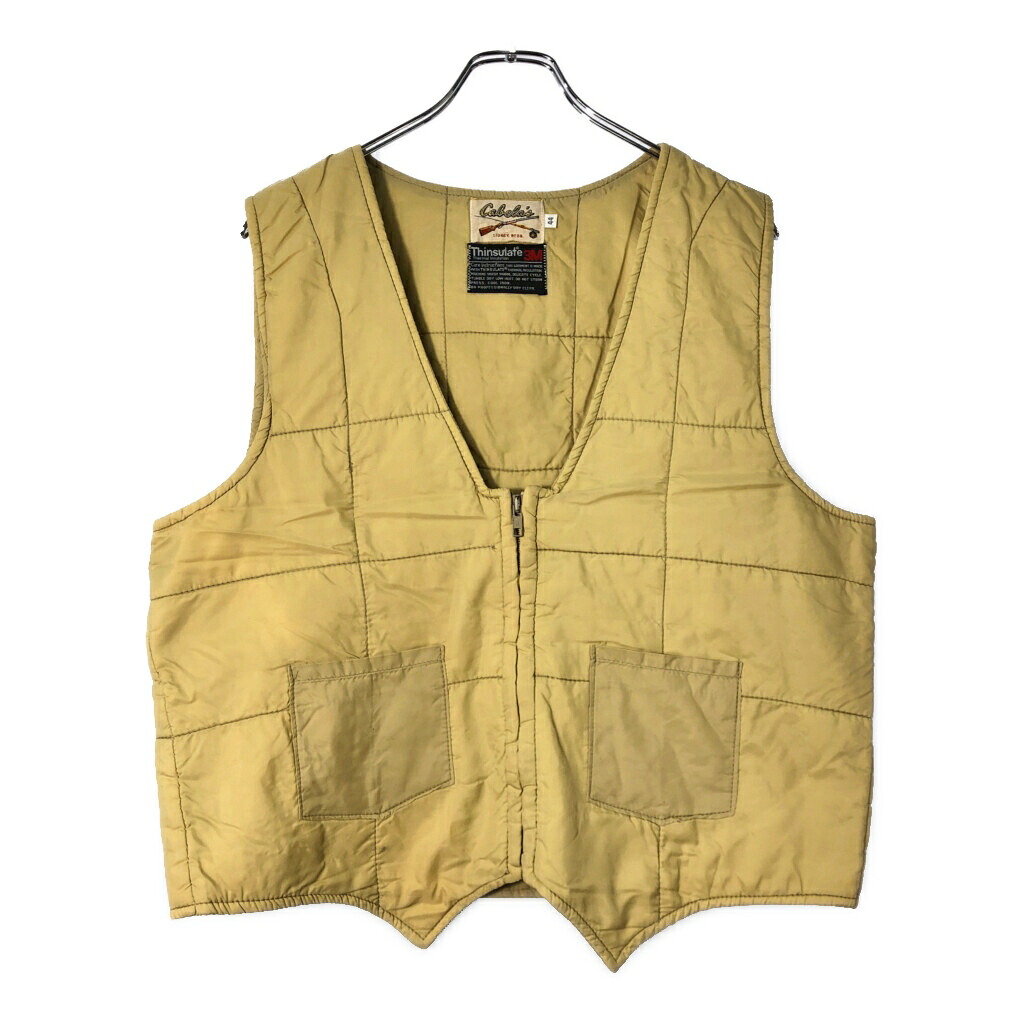 80年代 Cabela's カベラス キルティングベスト カーキ(メンズ 44)中古 古着 X2624