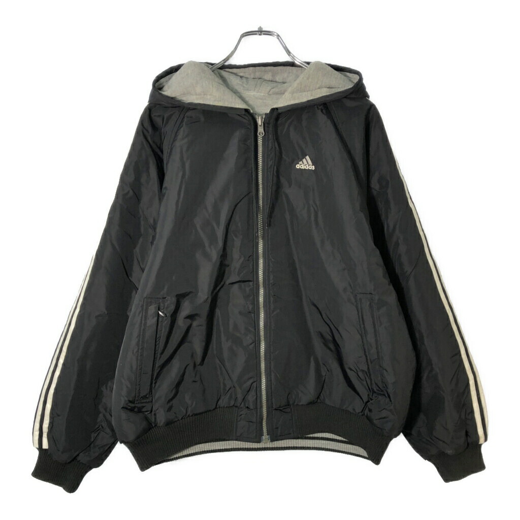 00年代 adidas アディダス リバーシブル ナイロンジャケット スポーツ ブラック(メンズ M)中古 古着 X2645