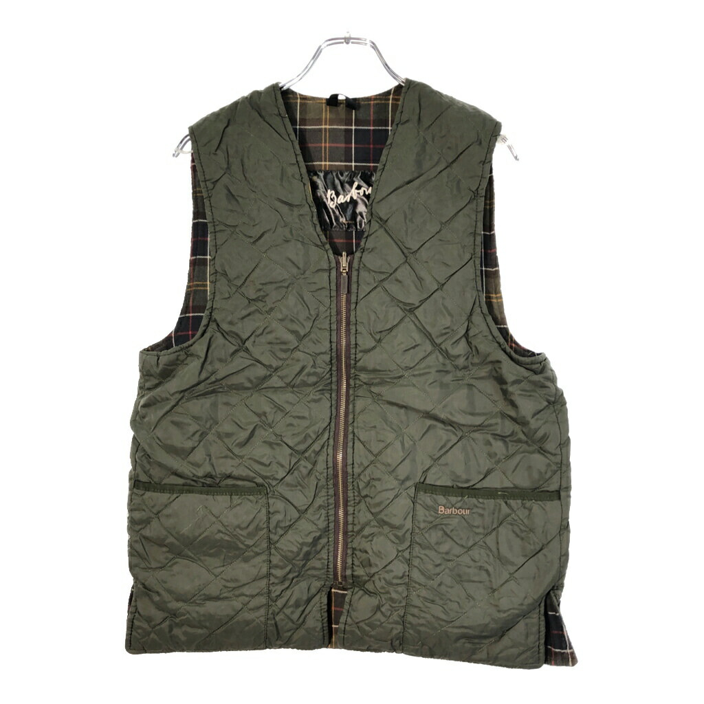 00年代 Barbour バブアー QUILTED WAISTCOAT キルテッドウエストコート キルティングベスト オリーブ(メンズ 40)中古 古着 X2717