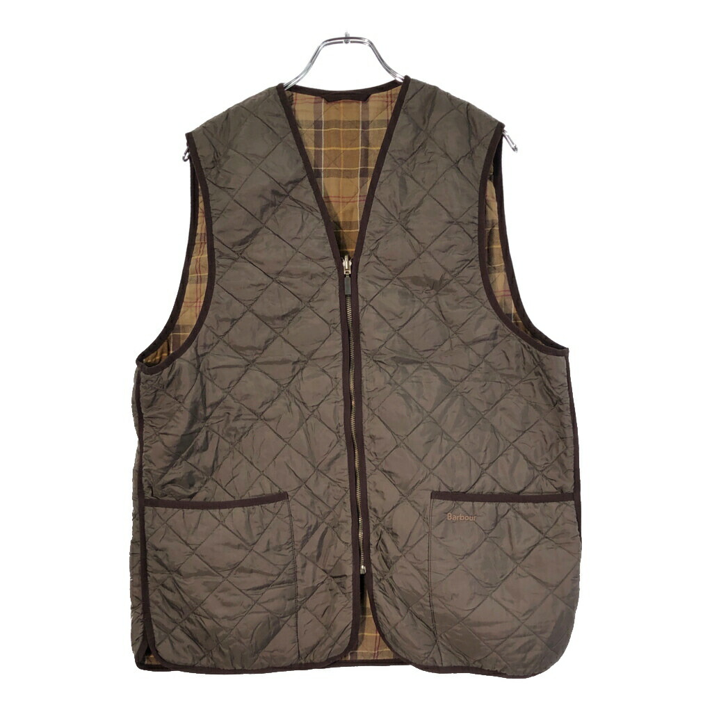 00年代 Barbour バブアー WAISTCOAT/ZIP IN LINER キルティングベスト ブラウン(メンズ 44)中古 古着 X2720