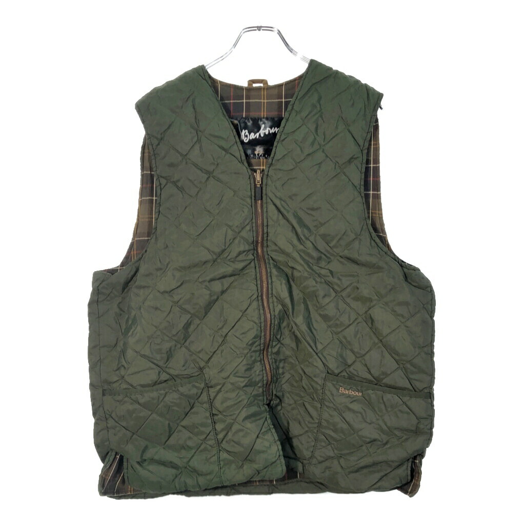 00年代 イングランド製 Barbour バブアー CLASSIC ZIP-IN LINER キルティングライナー ベスト グリーン(メンズ C46/117CM)中古 古着 X2721