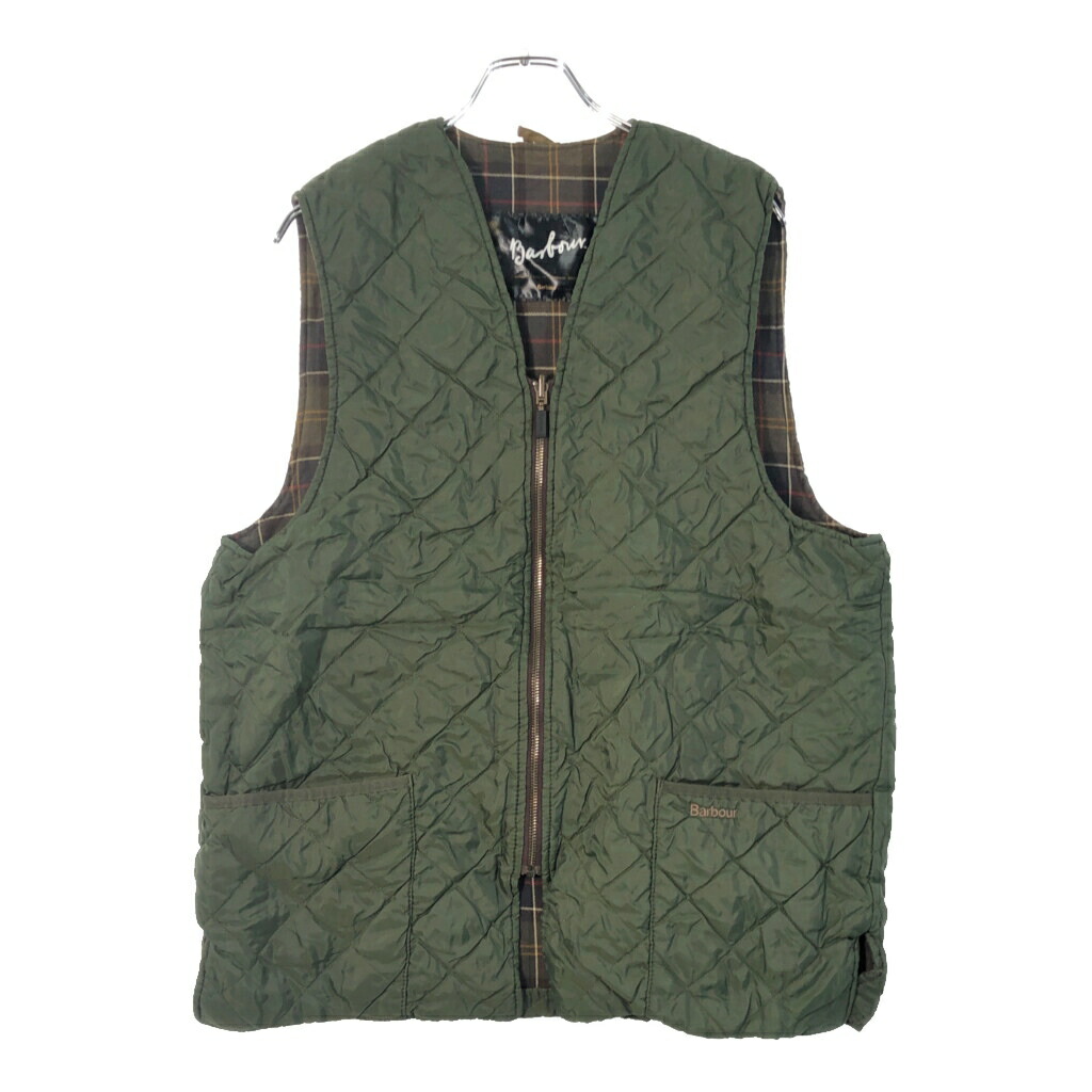 イングランド製 Barbour バブアー CLASSIC ZIP-IN LINER キルティングライナーベスト グリーン(メンズ C44)中古 古着 X2730