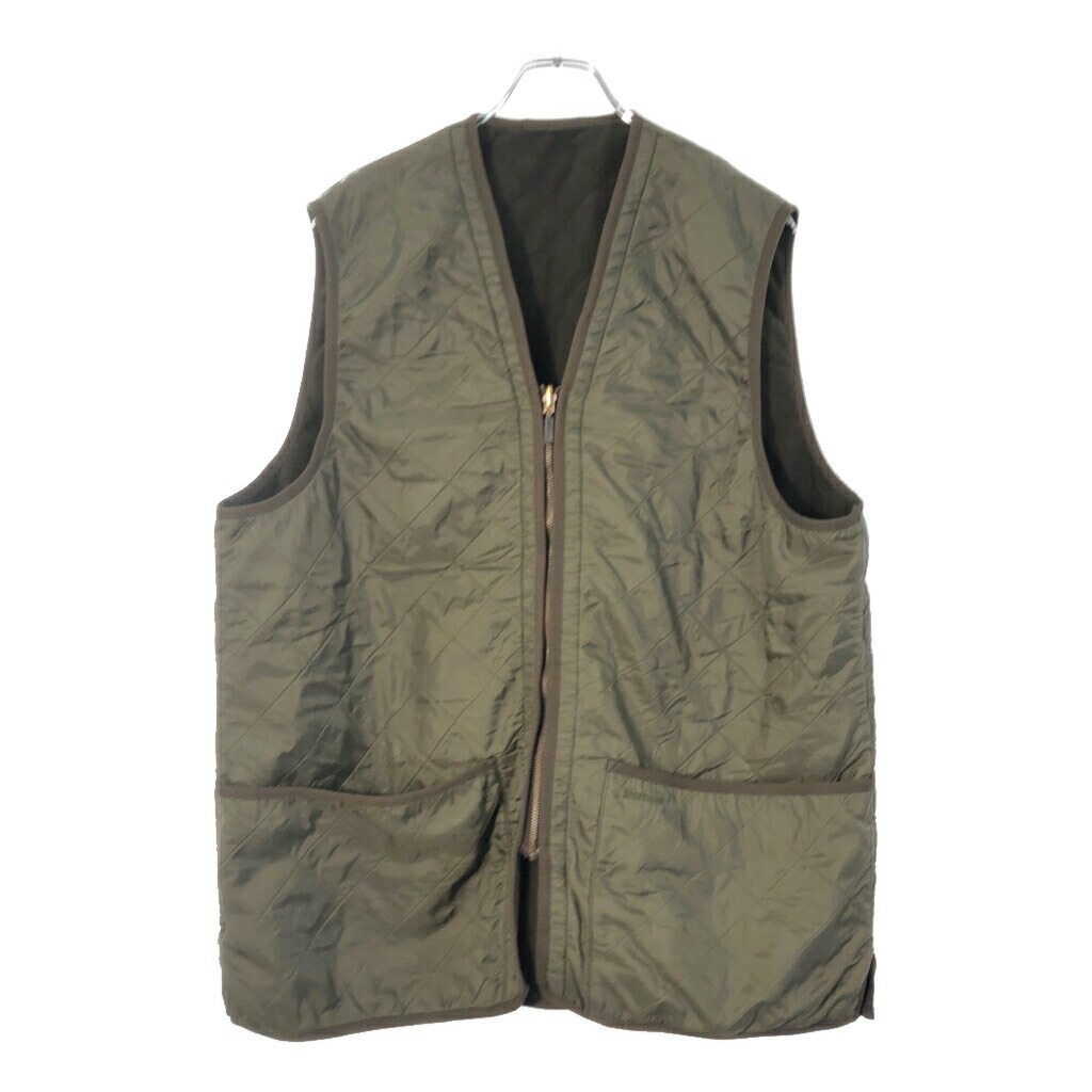 Barbour バブアー POLARQUILT WAISTCOAT/ZIP IN キルティングベスト グリーン(メンズ XL)中古 古着 X2731