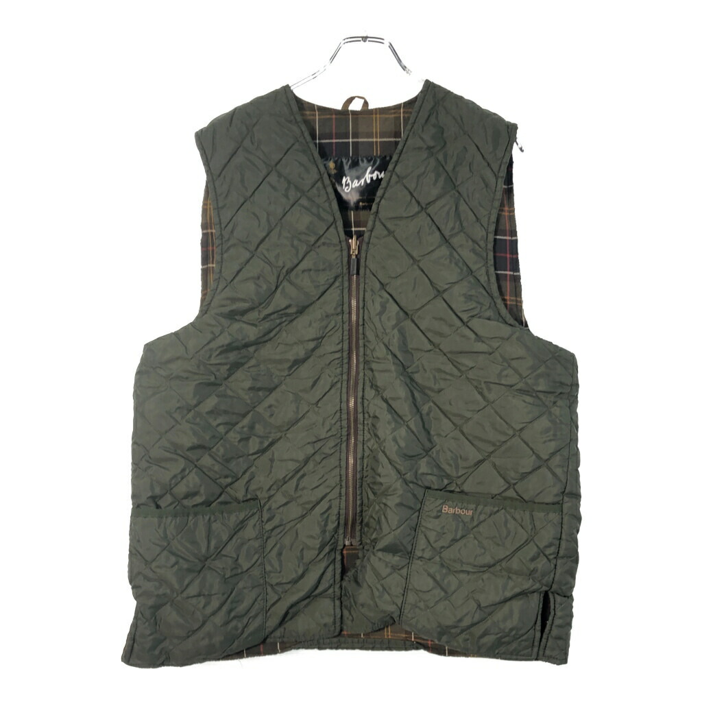 00年代 イングランド製 Barbour バブアー CLASSIC ZIP-IN LINER キルティングライナー ベスト グリーン(メンズ C44/112CM)中古 古着 X2732