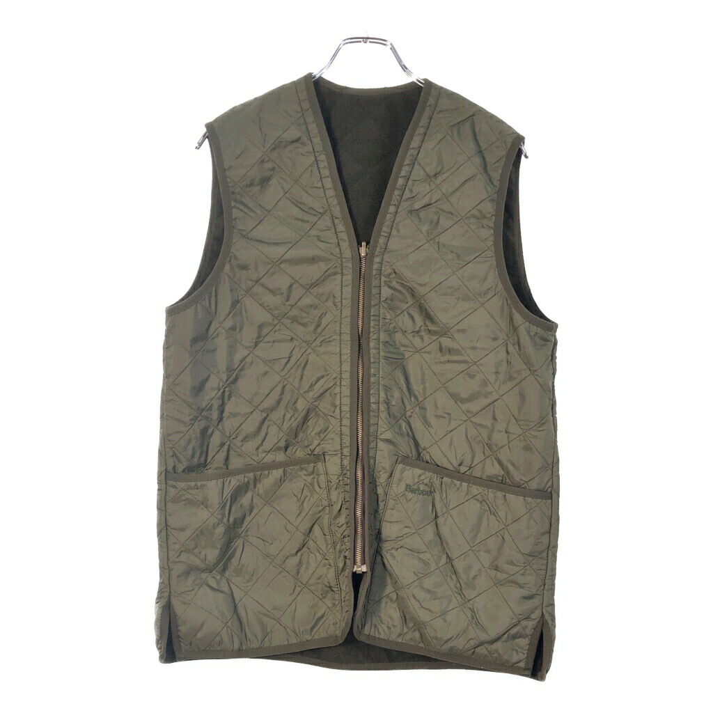Barbour バブアー Polar Quilts WAISTCOAT/ZIP IN キルティングベスト オリーブ(メンズ M)中古 古着 X2736