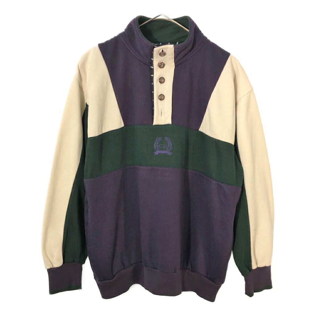 80年代 Christian Dior Monsieur クリスチャン ディオール ムッシュ ハーフスナップスウェット マルチカラー(メンズ L)中古 古着 X2775｜YAMAHISA USEDCLOTHINGSHOP