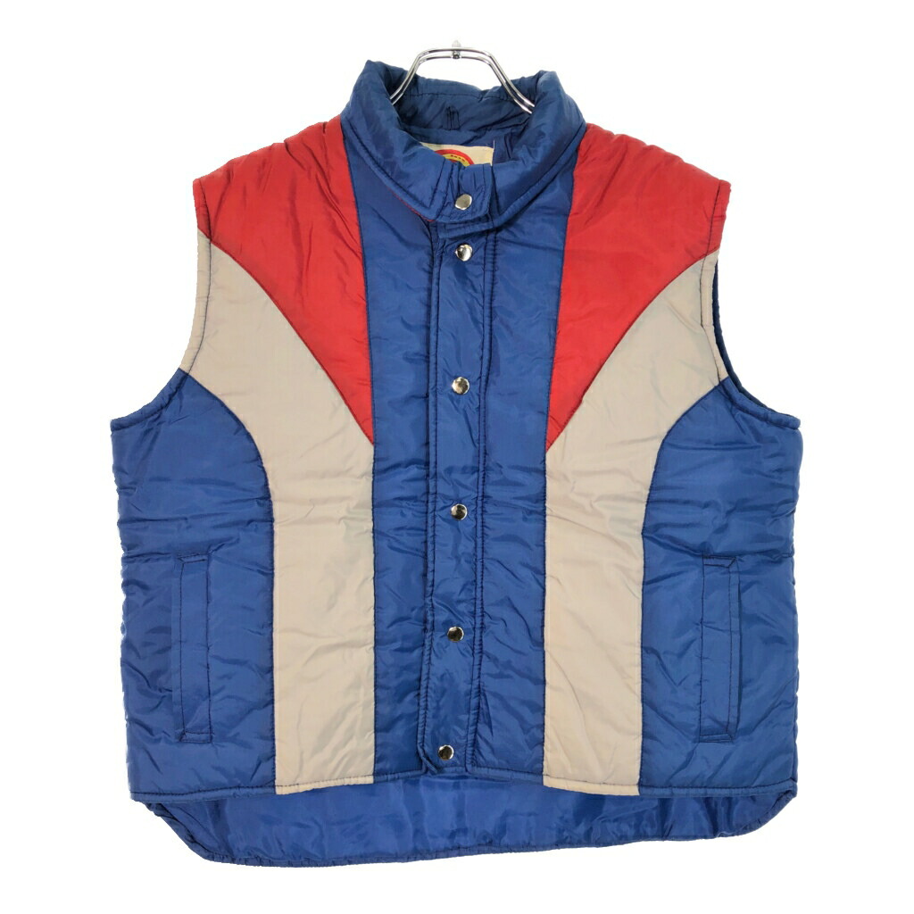 80年代 Dickies ディッキーズ 中綿ベスト マルチカラー(メンズ L)中古 古着 X2986