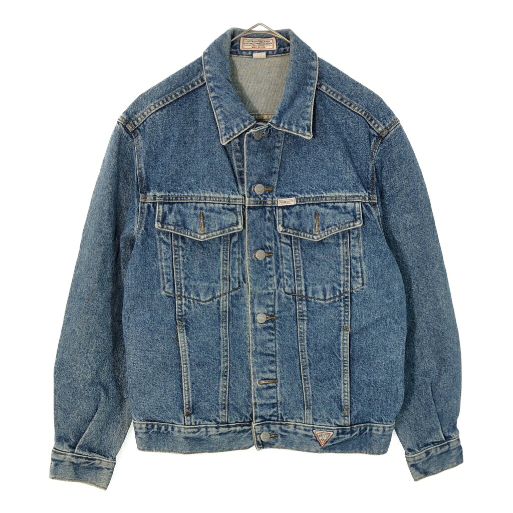 80年代 USA製 GUESS JEANS ゲスジーンズ デニムジャケット インディゴブルー(メンズ S)中古 古着 X3118
