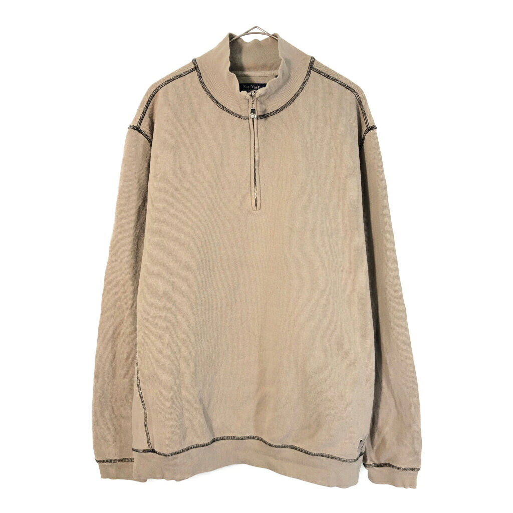 NAT NAST ナット・ナスト ハーフジップ コットンニットセーター ベージュ(メンズ L)中古 古着 X3141
