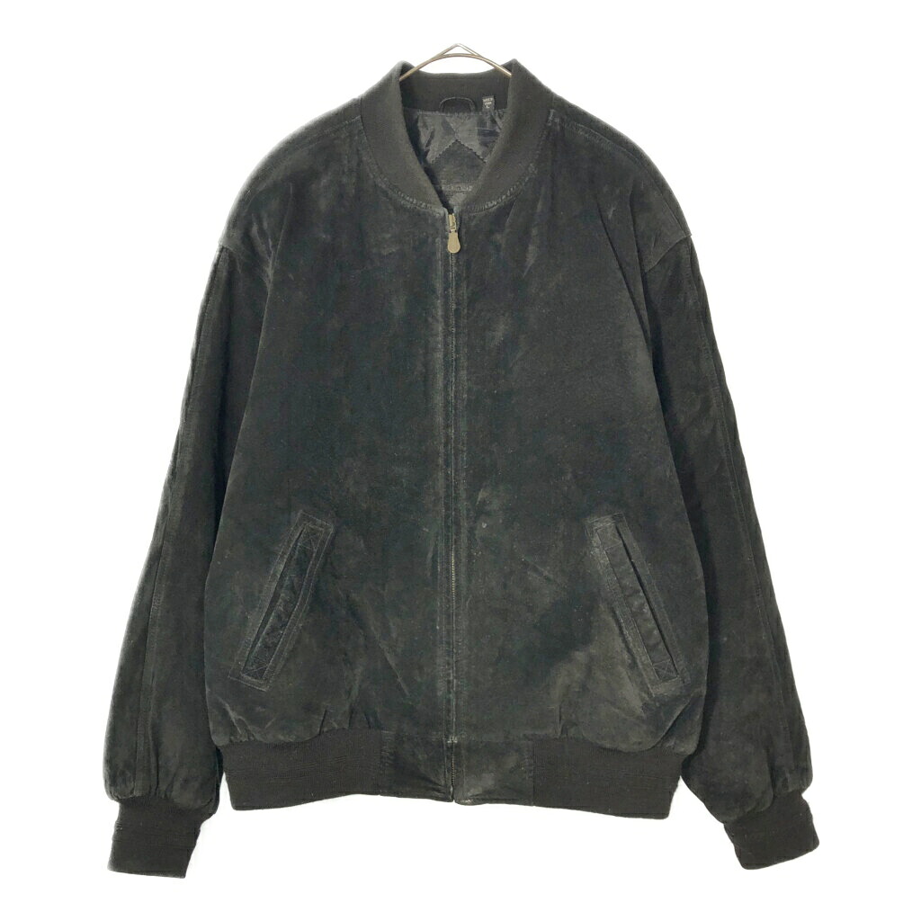 ROUNDTREE & YORKE ラウンドツリー・アンド・ヨーク スエードレザーブルゾンジャケット ブラック(メンズ L)中古 古着 X3254
