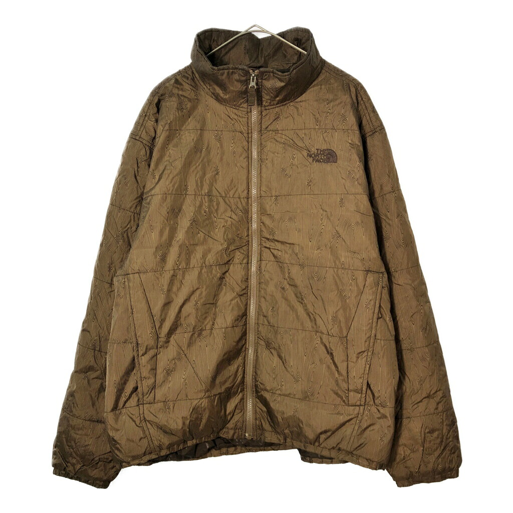 THE NORTH FACE ノースフェイス 中綿ジャケット 木目調 ブラウン(メンズ XL)中古 古着 X3311