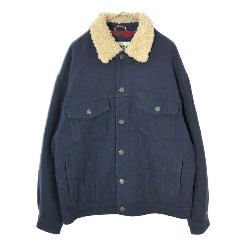 TOMMY JEANS トミージーンズ ウールトラッカージャケット ネイビー(メンズ XL)中古 古着 X3350
