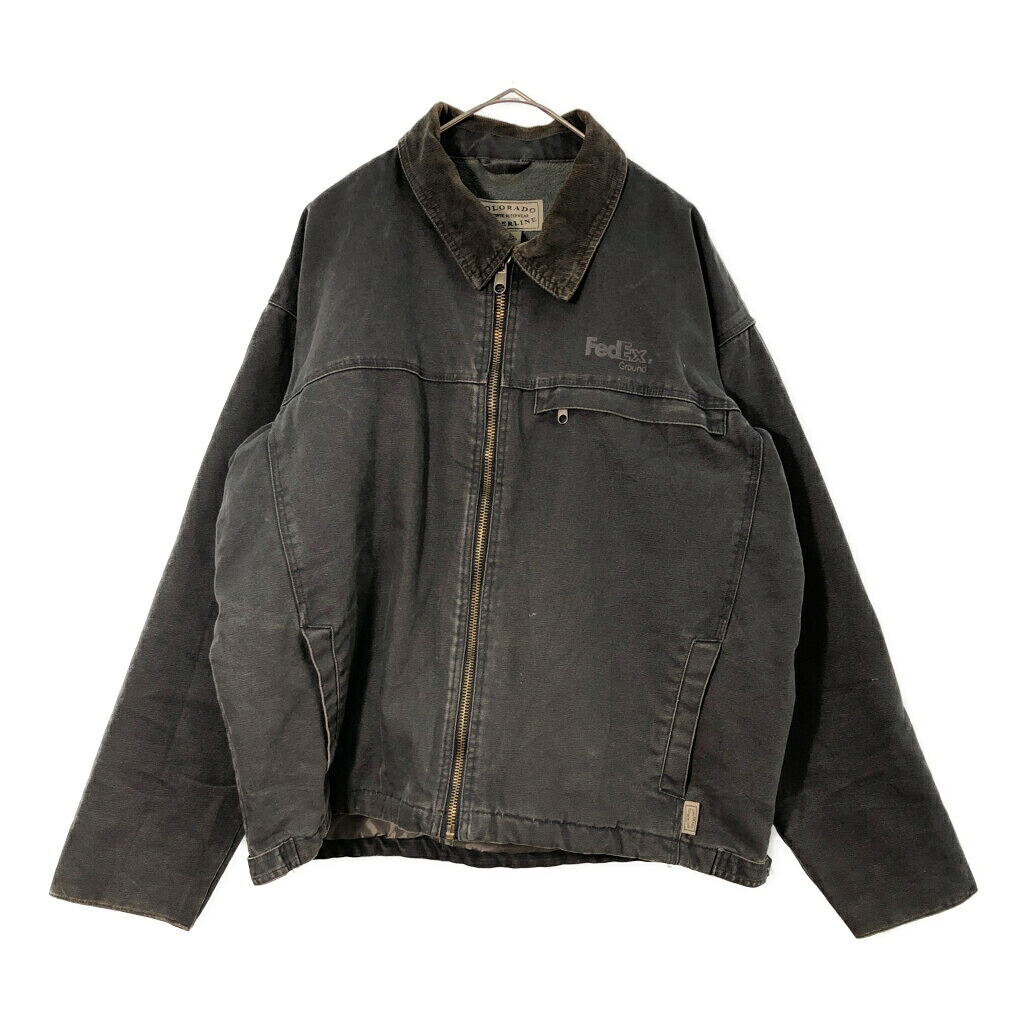 COLORADO TIMBERLINE FedEx フェデックス ダックワークジャケット 企業ロゴ グレー(メンズ XL)中古 古着 X3362
