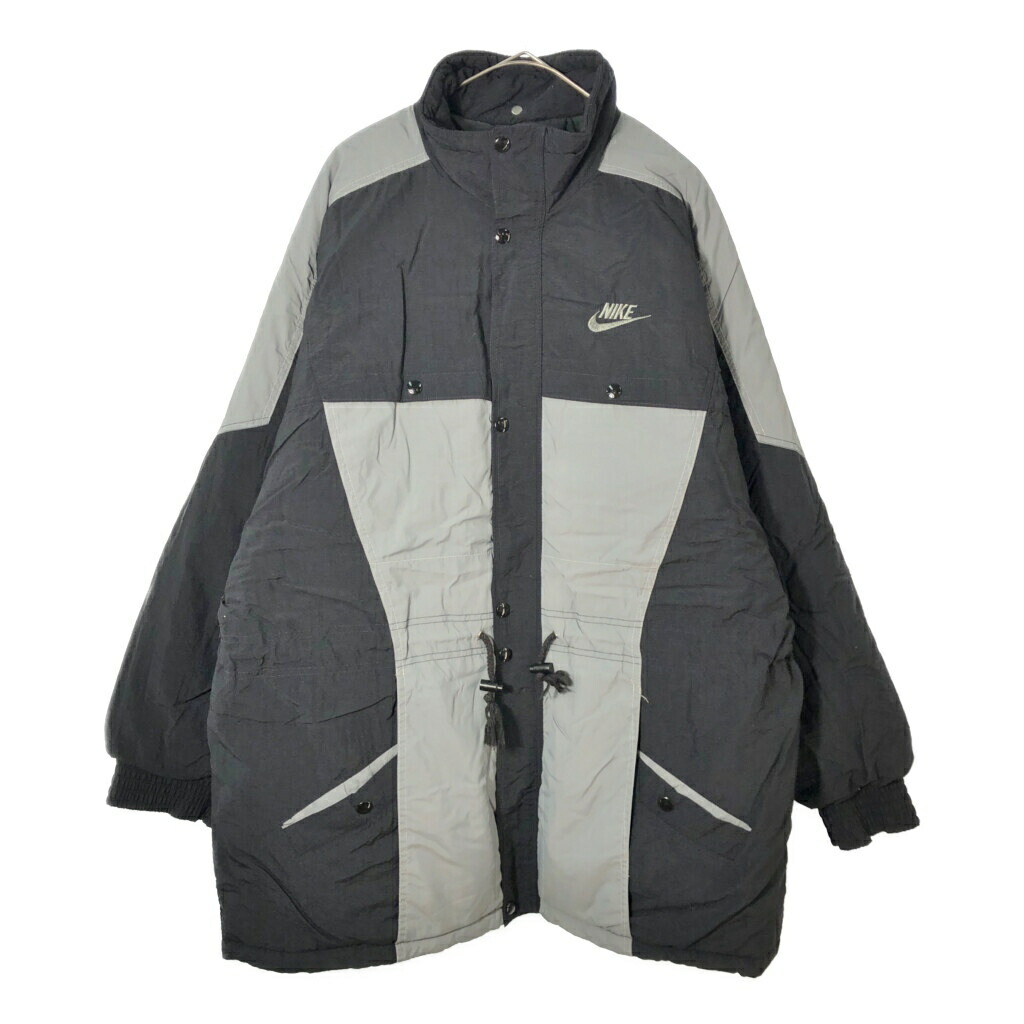 90年代 USA製 NIKE ナイキ 中綿 ナイロンジャケット スポーツ ブラック(メンズ L)中古 古着 X3452