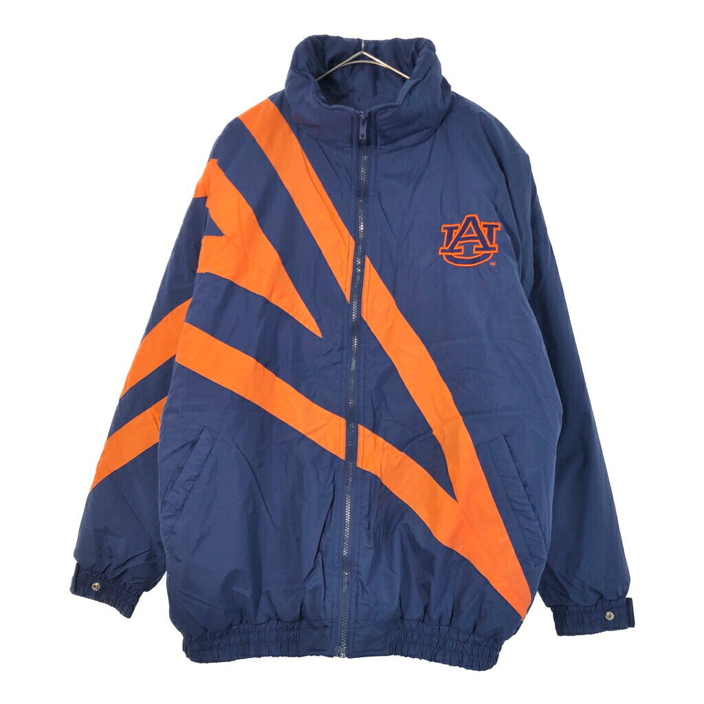 90年代 GRIP athletic オーバーン・タイガース 中綿 ナイロンジャケット アメフト カレッジ ネイビー(メンズ L)中古 古着 X3476