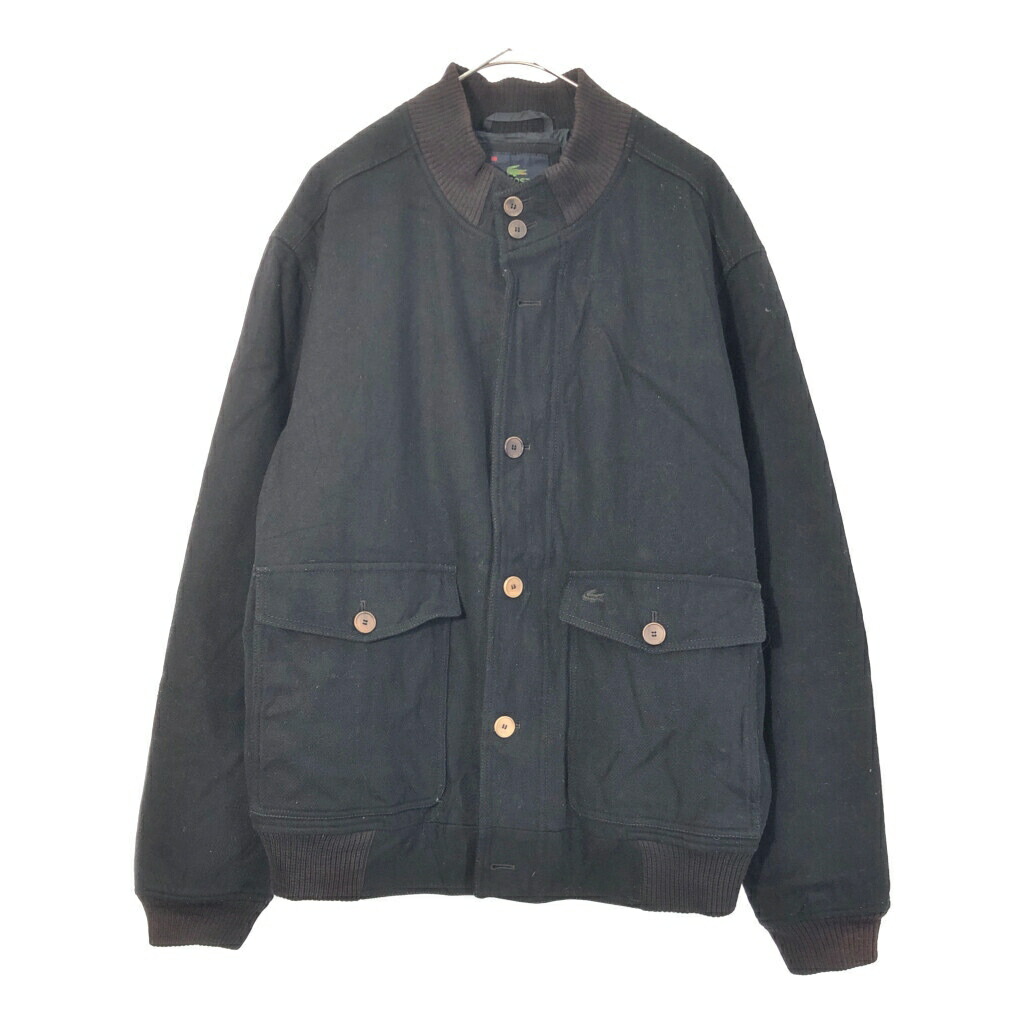 LACOSTE ラコステ ウール ハリントンジャケット ブラック(メンズ 58)中古 古着 X3477