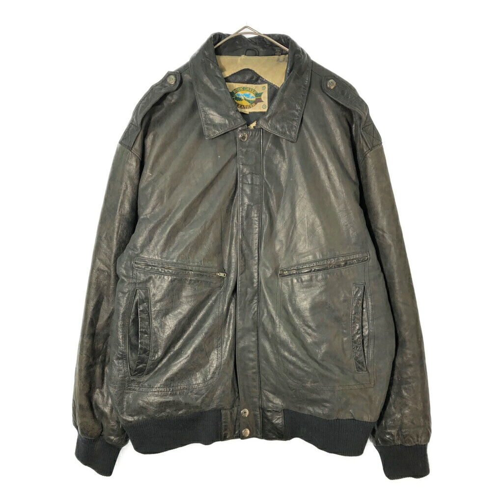 ROCK CREEK フェード レザーフライトジャケット ブラック(メンズ XL)中古 古着 X3508