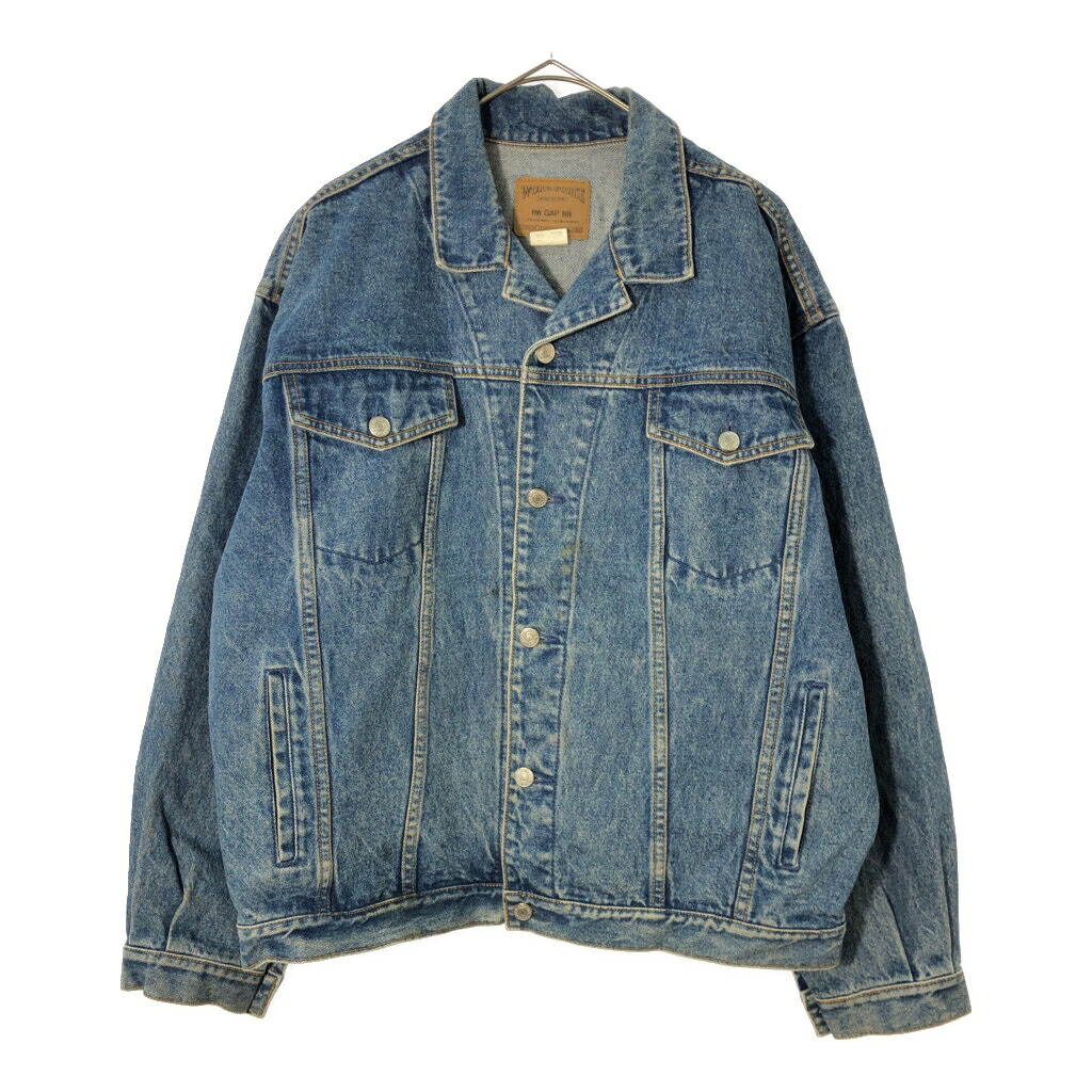 90年代 GAP ギャップ WORK-FORCE デニムジャケット ブルー(メンズ MEDIUM)中古 古着 X3638