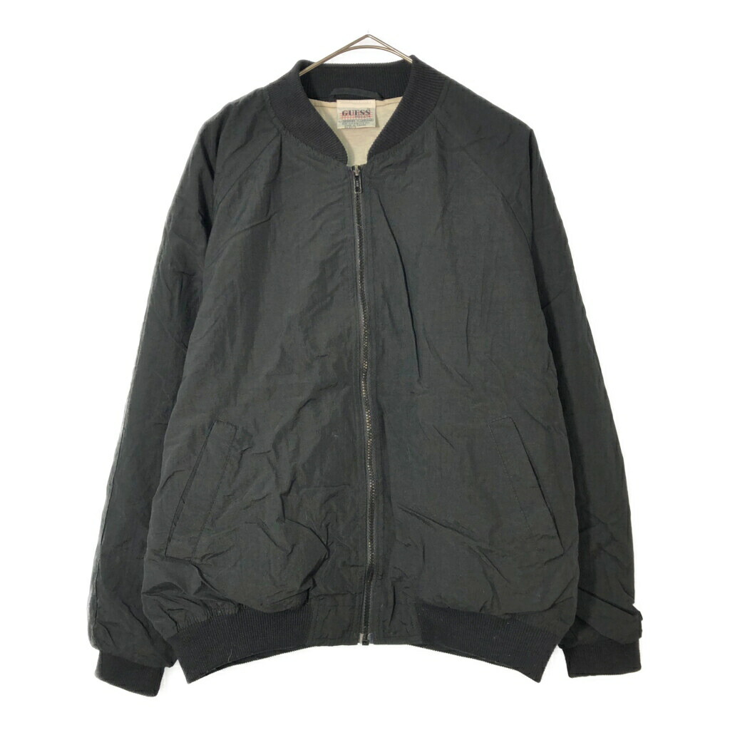 90年代 Guess ゲス 星条旗 ボンバージャケット ブラック(メンズ ONE SIZE)中古 古着 X3639