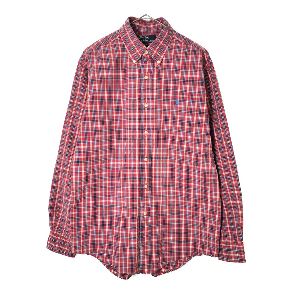 Polo by Ralph Lauren ポロ ラルフローレン ELLINGTON ボタンダウン 長袖シャツ レッド(メンズ M)中古 古着 X3720