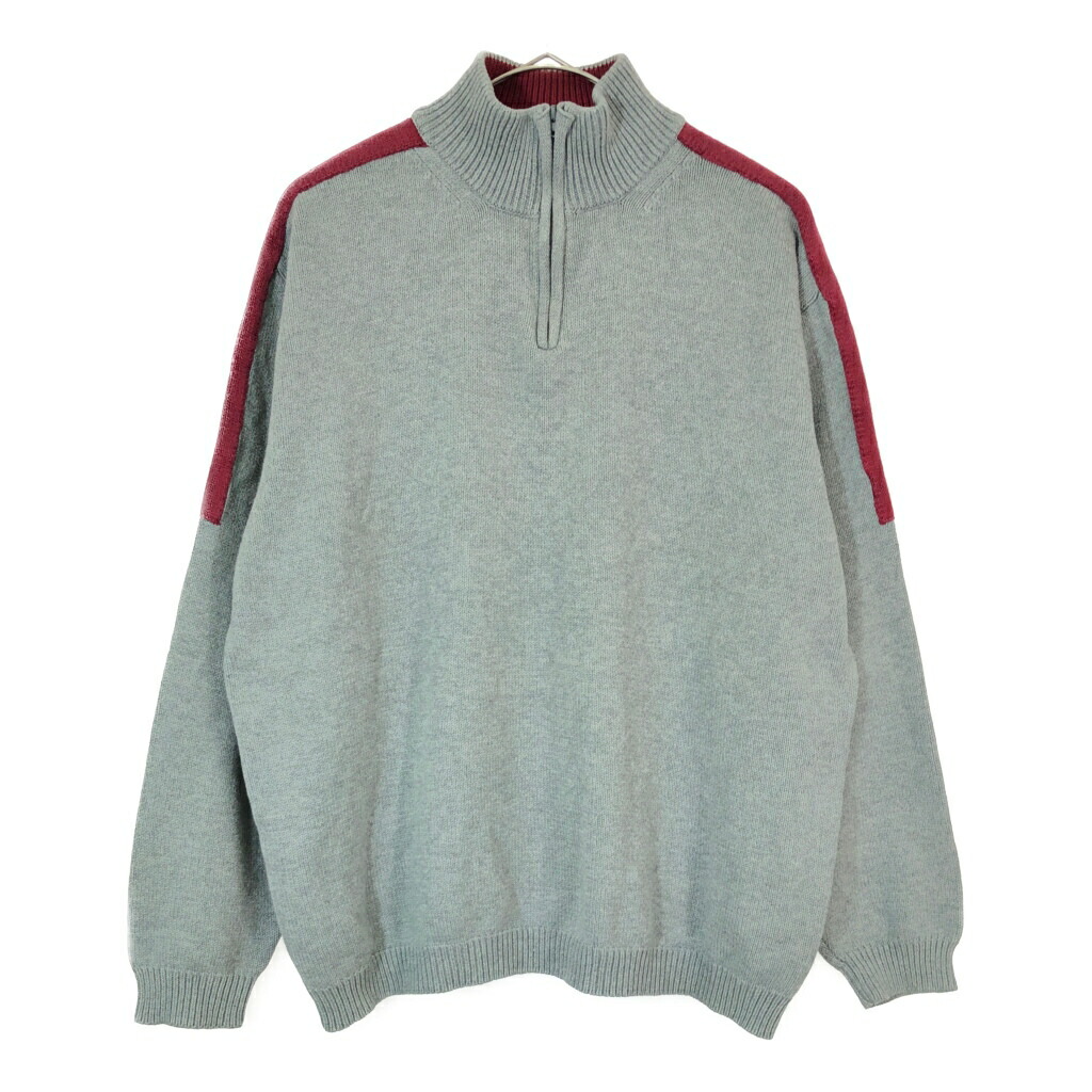 GAP ギャップ ハーフジップ コットンニットセーター グレー(メンズ L)中古 古着 X3770