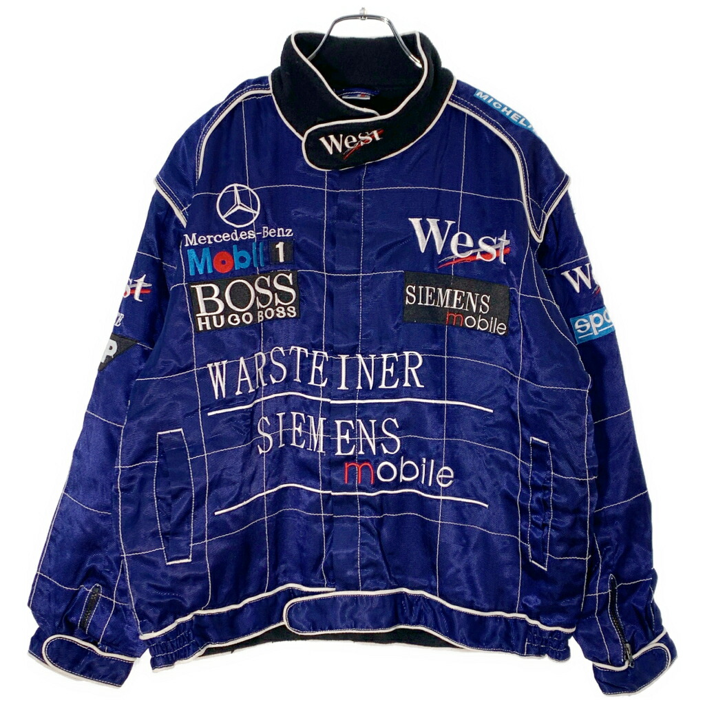 90年代 Gran Turismo グランツーリスモ レーシングジャケット 企業ロゴ ネイビー(メンズ M)中古 古着 X5072