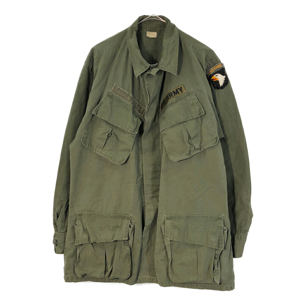 60年代 米軍実物 U.S.ARMY ファティーグジャケット ミリタリー ヴィンテージ グリーン(メンズ MEDIUM REGULAR)中古 古着 X3833