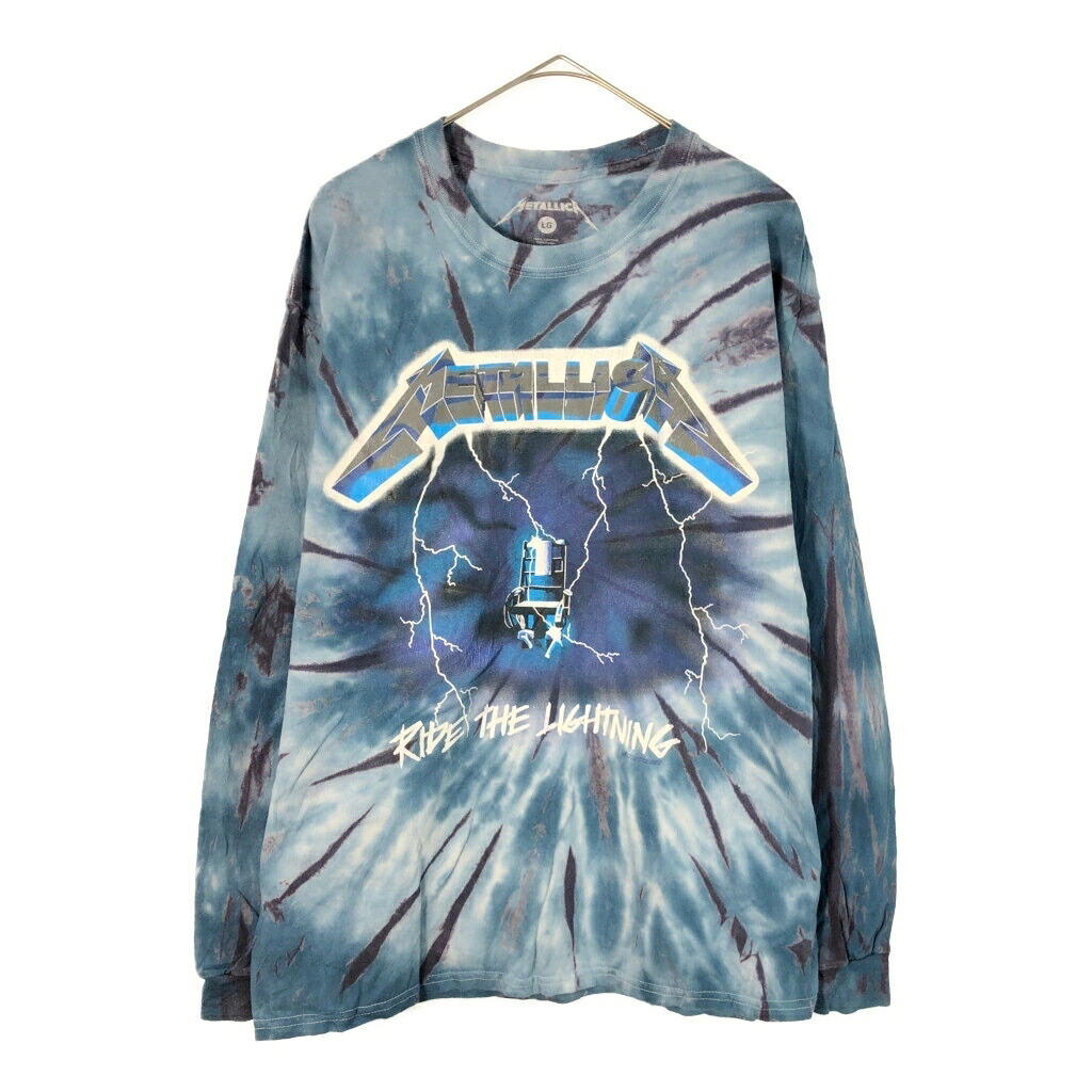 METALLICA メタリカ 長袖Ｔシャツ バンド ミュージシャン タイダイ ブルー(メンズ L)中古 古着 X4026