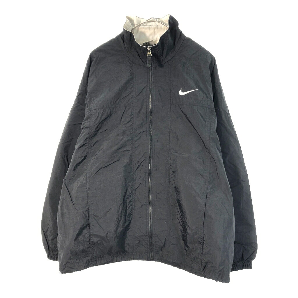 90年代 NIKE ナイキ ナイロンジャケット スポーツ ブラック(メンズ L)中古 古着 X4046