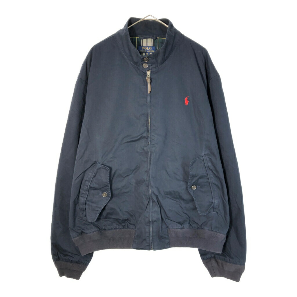 Polo by Ralph Lauren ポロ ラルフローレン ハリントンジャケット スイングトップ ネイビー(メンズ XXL)中古 古着 X4194