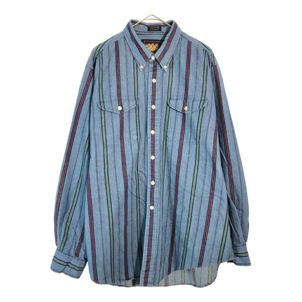 CHAPS Ralph Lauren チャップス ラルフローレン ボタンダウン 長袖シャツ ストライプ マルチカラー(メンズ XL)中古 古着 X4467