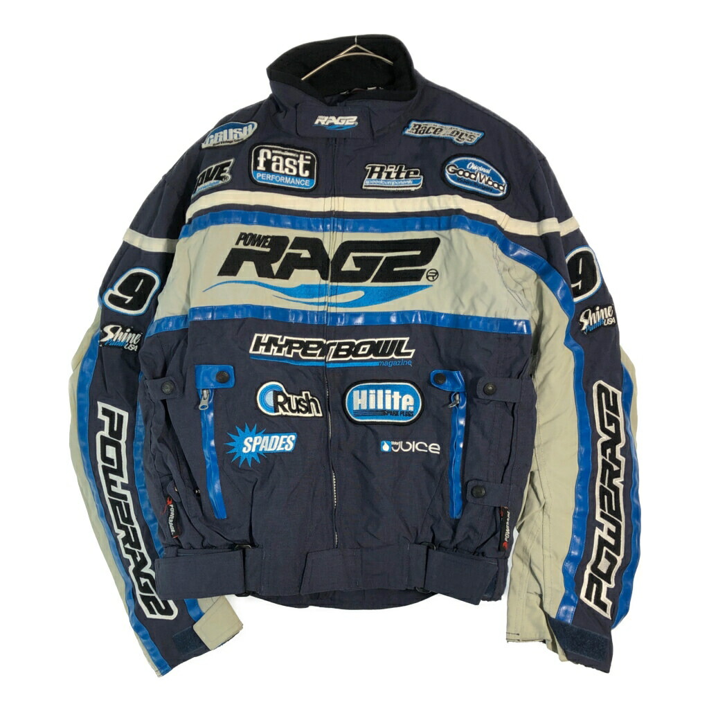 POWERAGE ライダースジャケット バイクウェア モーターサイクル ネイビー(メンズ L)中古 古着 X4567|YAMAHISA USEDCLOTHINGSHOP