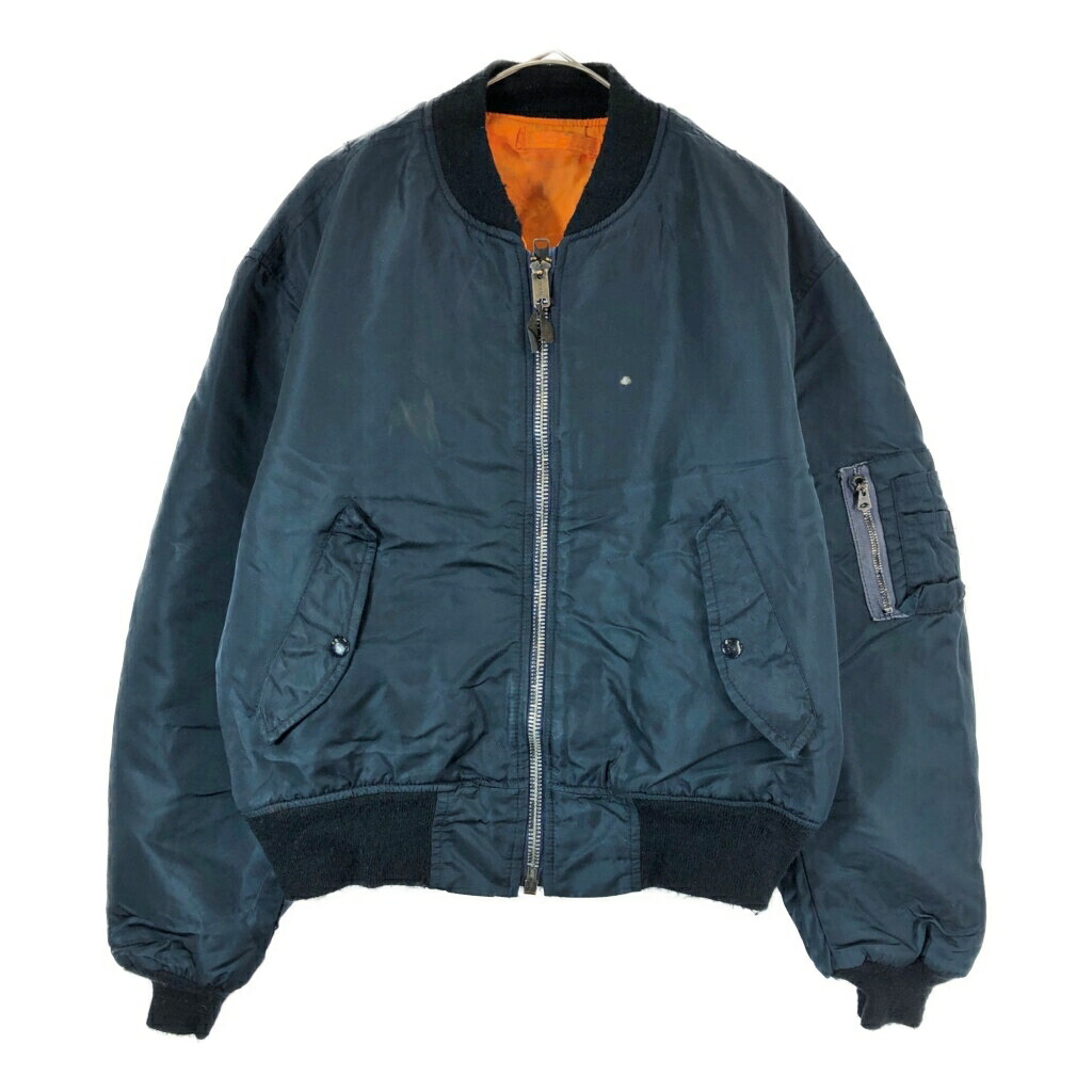 70年代 USA製 SPIEWAK スピーワック MA-1 フライトジャケット ミリタリー ネイビー(メンズ XL相当)中古 古着 X4591