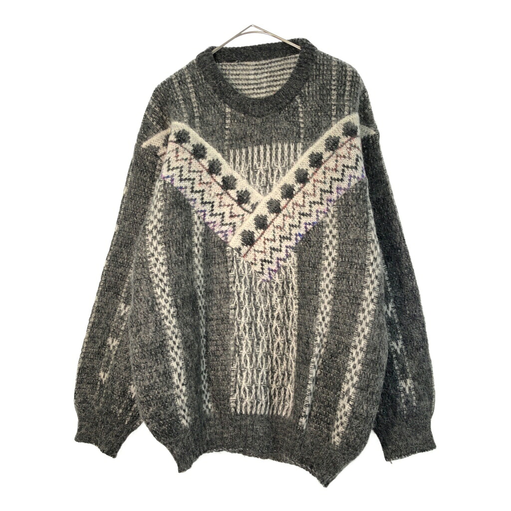 モヘアニットセーター 総柄 マルチカラー(メンズ 42)中古 古着 X4614｜YAMAHISA USEDCLOTHINGSHOP 9,009円