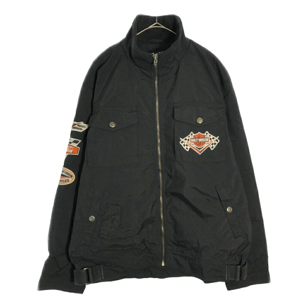 HARLEY DAVIDSON ハーレーダビッドソン ナイロンジャケット モーターサイクル ブラック(メンズ L)中古 古着 X4672