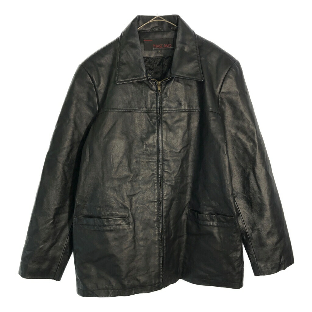 PHASE TWO レザージャケット ブラック(メンズ XL)中古 古着 X4676|YAMAHISA USEDCLOTHINGSHOP