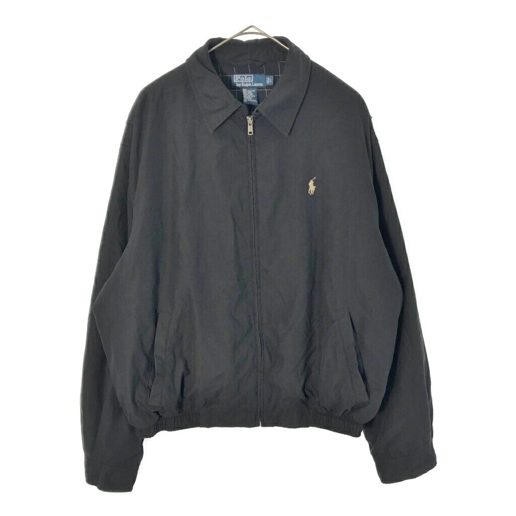 90年代 Polo by Ralph Lauren ポロ ラルフローレン スイングトップ ブラック(メンズ L)中古 古着 X4742