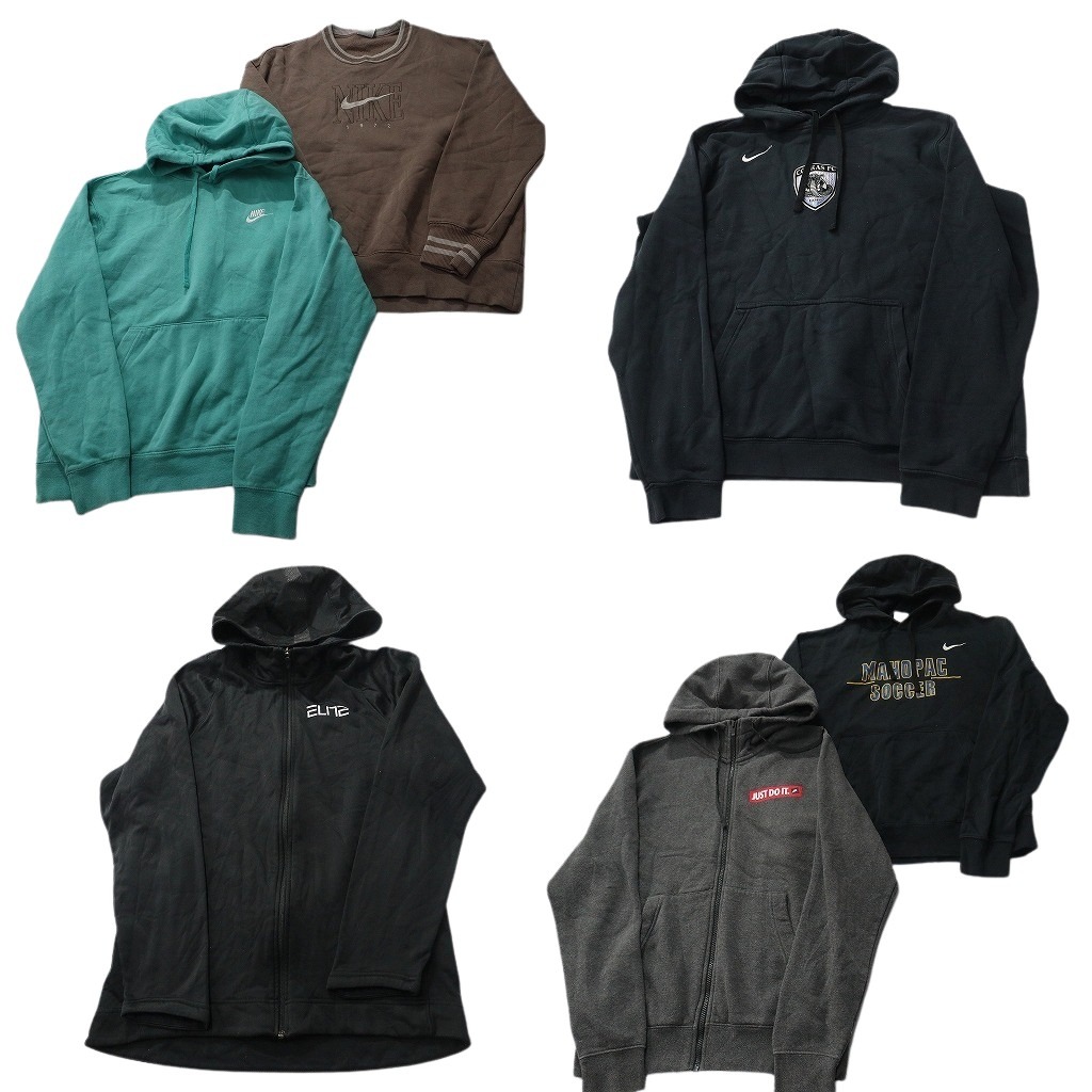 古着卸 まとめ売り ナイキ NIKE スウェット 6枚セット (メンズ S /M ) スウォッシュロゴ フーディー カレッジ風 フルジップ 中古 ND8599
