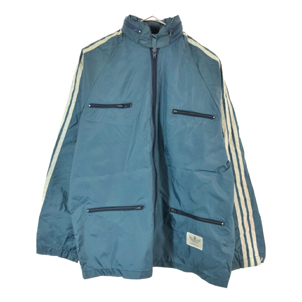 80年代 adidas アディダス ナイロンジャケット スポーツ ネイビー(メンズ M)中古 古着 X4791