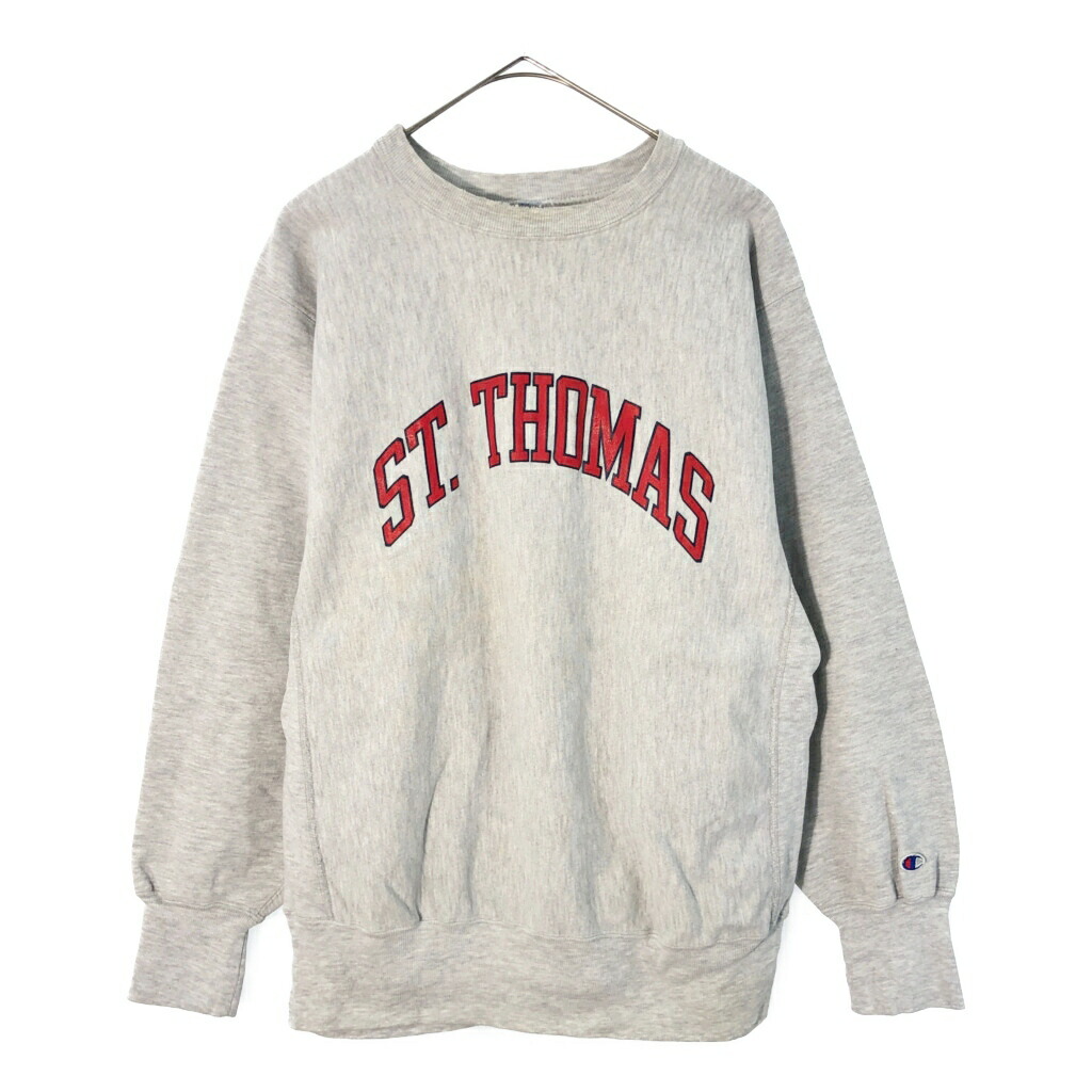 90年代 USA製 Champion チャンピオン REVERSE WEAVE リバースウィーブ カレッジスウェット グレー(メンズ X-LARGE)中古 古着 X4831