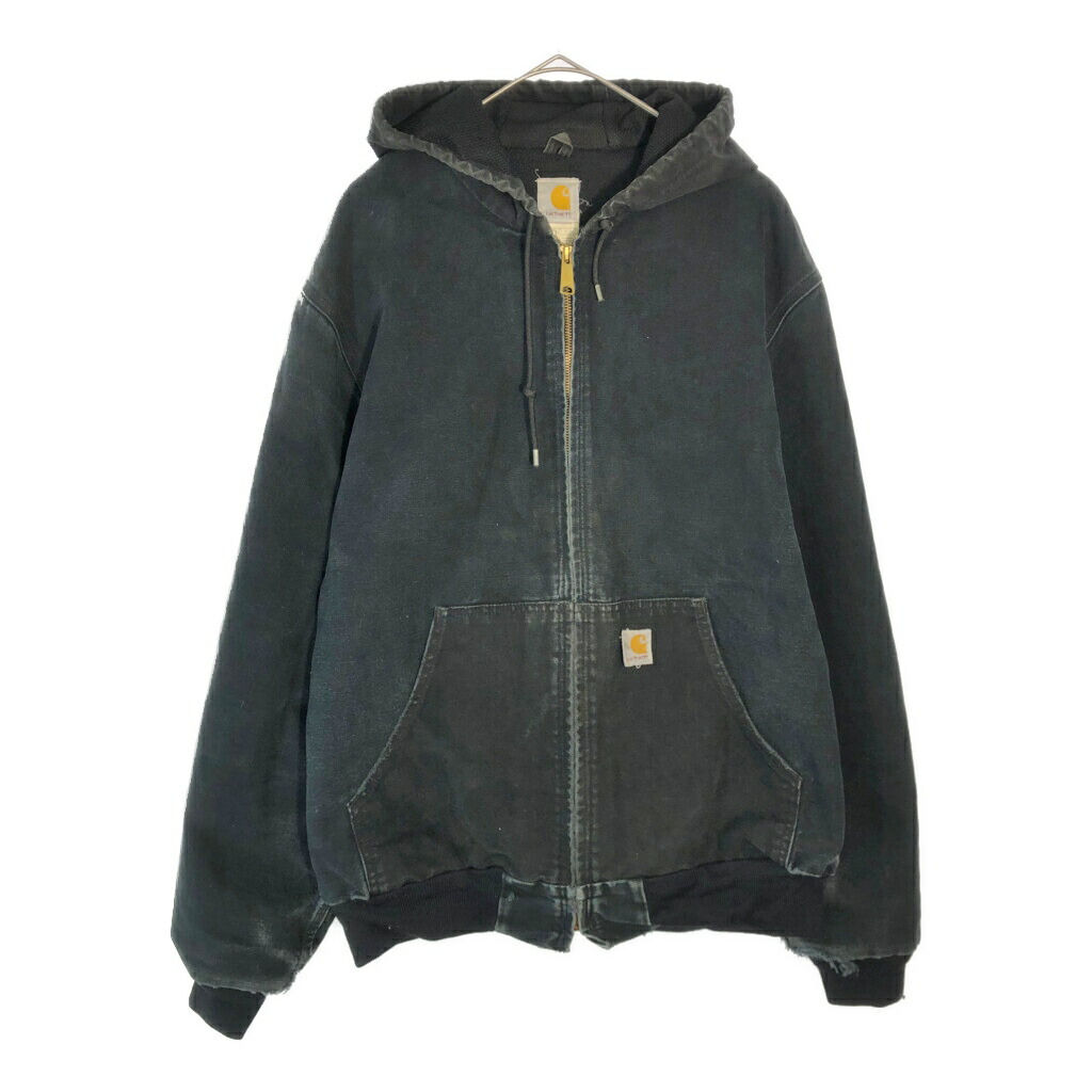 00年代 Carhartt カーハート アクティブジャケット ダックワークジャケット ブラック(メンズ LARGE)中古 古着 X4880