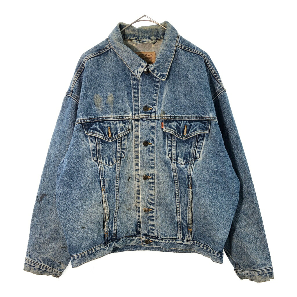 90年代 Levi's リーバイス 70511-0289 デニムトラッカージャケット オレンジタブ ブルー(メンズ LARGE)中古 古着 X4819|YAMAHISA USEDCLOTHINGSHOP